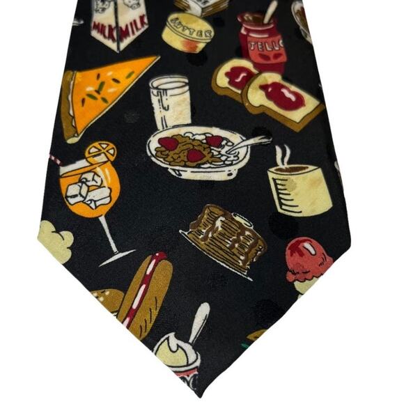 Vintage Keeps USA Food Theme Mens Necktie, Chainsworld Corp. Black White Red - Picture 2 of 10